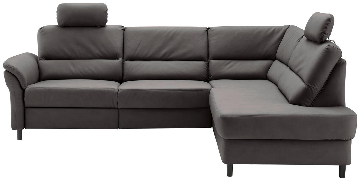 ECKSOFA in Lederlook Anthrazit  - Anthrazit/Schwarz, Modern, Holz/Textil (266/190cm) - Livetastic