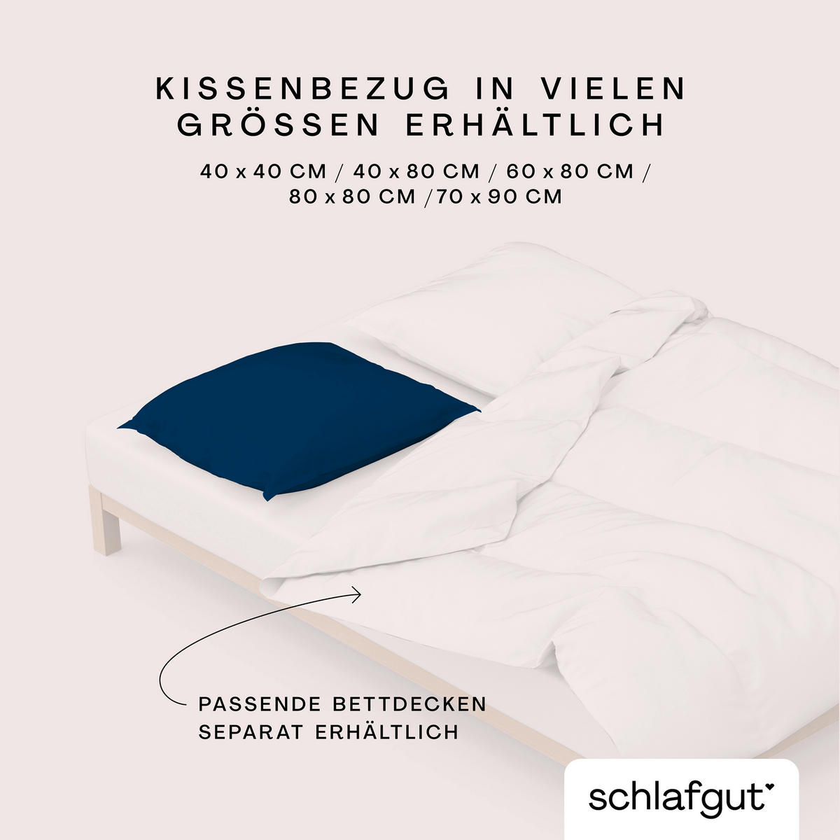 KOPFPOLSTERBEZUG WOVEN SATIN 70/90 cm  - Dunkelblau, Basics, Textil (70/90cm) - Schlafgut