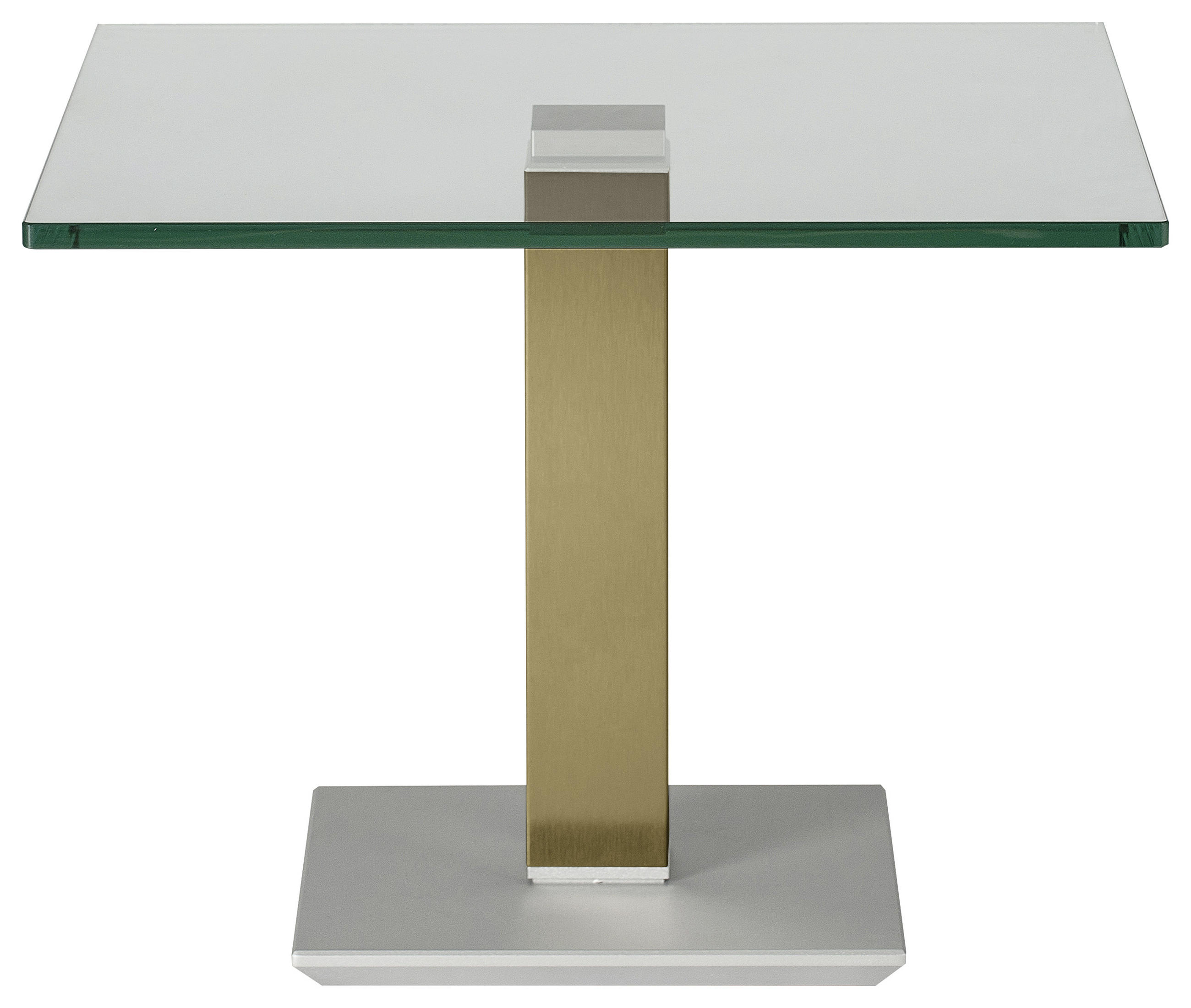 BEISTELLTISCH 60/60/46-65 cm Gelb, Edelstahlfarben quadratisch  - Edelstahlfarben/Gelb, Design, Glas/Kunststoff (60/60/46-65cm)
