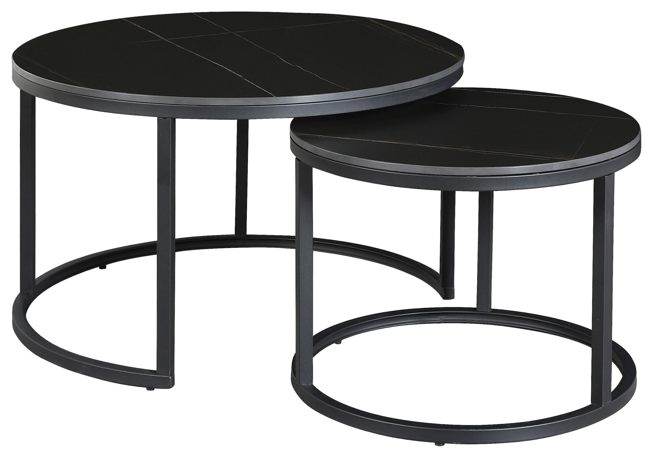 COUCHTISCH in Metall, Stein 68/68/43 cm  - Schwarz, KONVENTIONELL, Stein/Metall (68/68/43cm) - MID.YOU