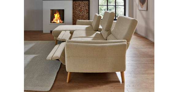 ECKSOFA in Chenille, Flachgewebe Beige  - Wildeiche/Beige, Design, Holz/Textil (157/281cm) - Valnatura