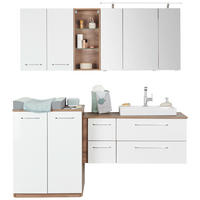 BADEZIMMER  in 180 cm  - Chromfarben/Weiß Hochglanz, Design, Glas/Keramik (180cm) - Sadena