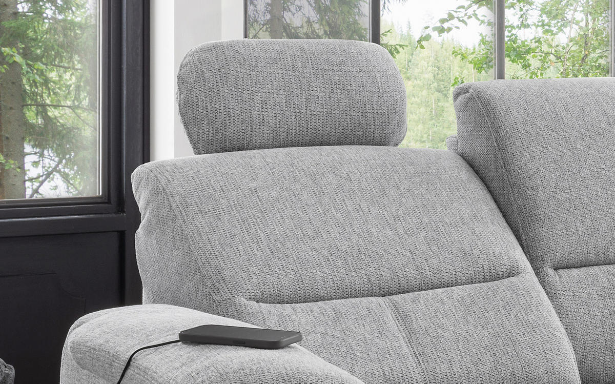 ECKSOFA in Chenille Silberfarben  - Chromfarben/Silberfarben, Konventionell, Textil/Metall (292/165cm) - Livetastic