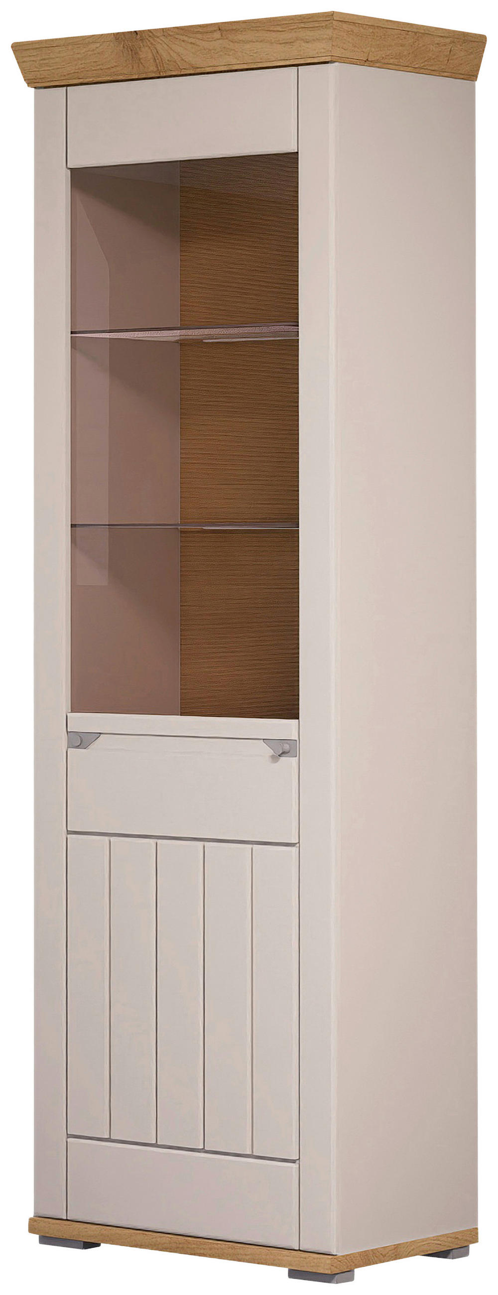 VITRINE  in Kaschmir, Eiche Artisan  - Kaschmir/Eiche Artisan, ROMANTIK / LANDHAUS, Glas/Holzwerkstoff (70/208/45cm) - Landscape