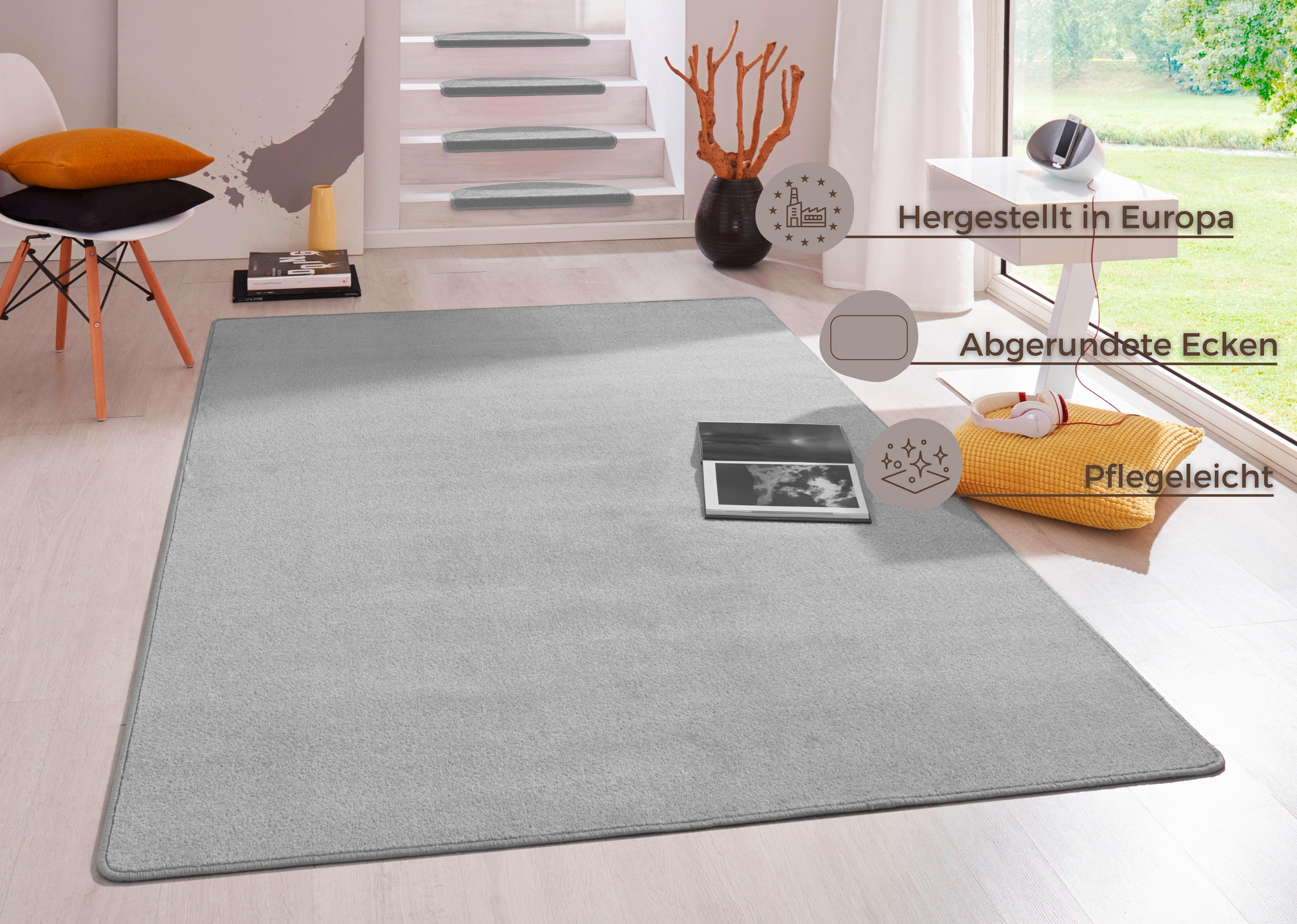 FLACHWEBETEPPICH 160/240 cm Fancy Hellgrau  - Hellgrau, Basics, Kunststoff (160/240cm) - Novel