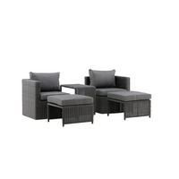 GARTENSET Stahl  - Schwarz/Grau, KONVENTIONELL, Kunststoff/Metall - Gardenson