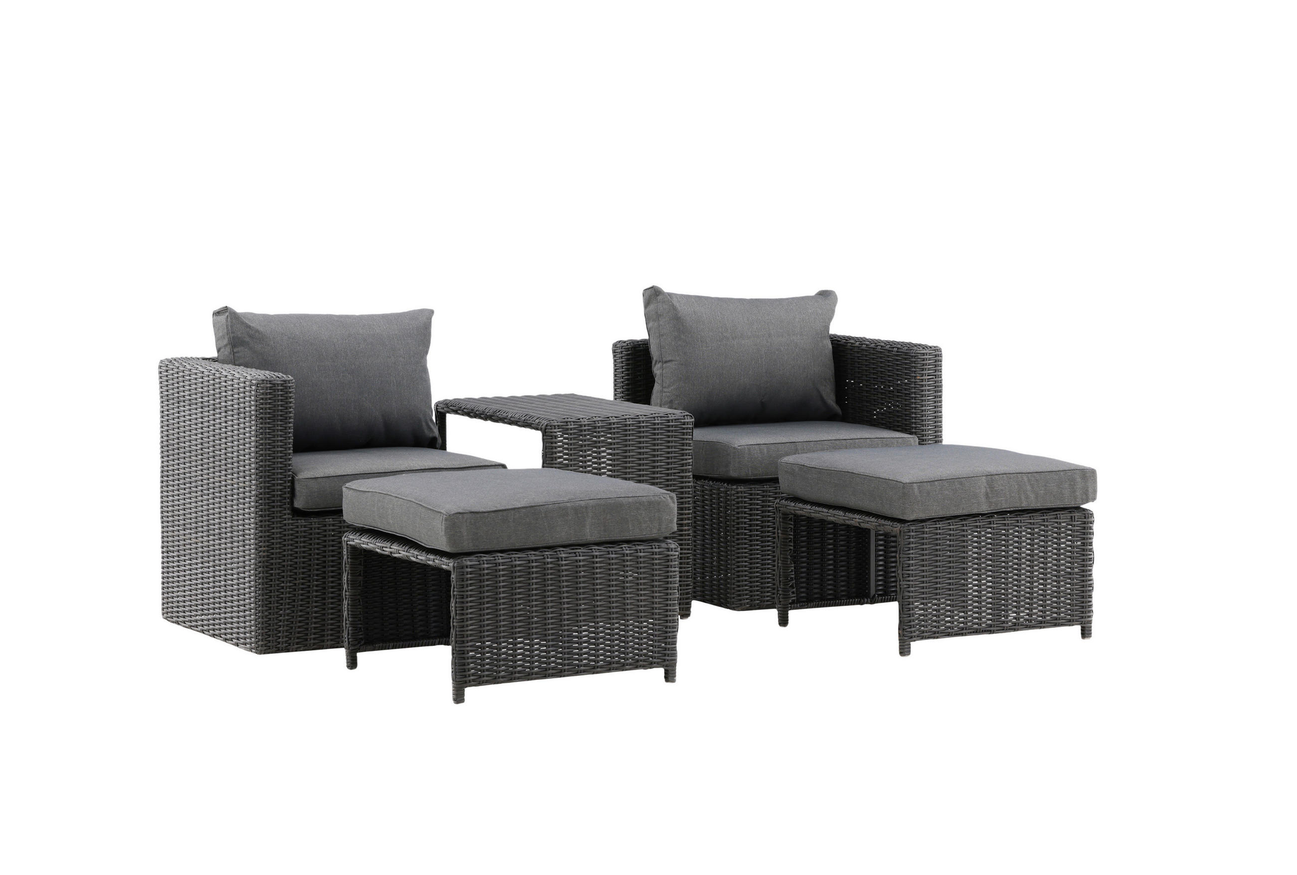 Gartenmöbel Set 5-Tlg. Quad Kunststoffgeflecht mit Kissen