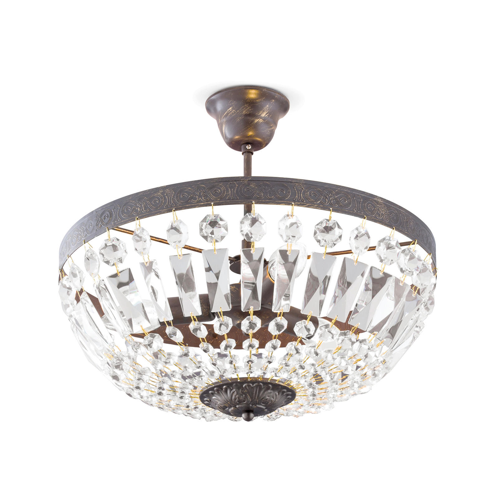 KRISTALL-DECKENLEUCHTE Plafond 40/27 cm   - Bronzefarben, KONVENTIONELL, Glas/Metall (40/27cm)
