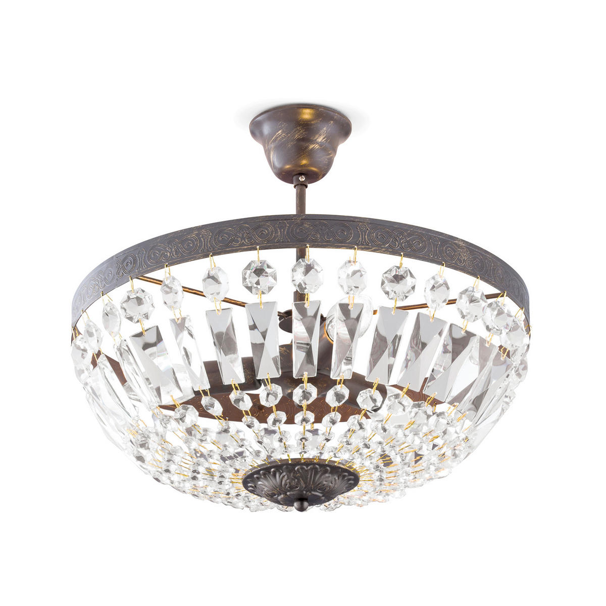 KRISTALL-DECKENLEUCHTE Plafond 40/27 cm   - Bronzefarben, KONVENTIONELL, Glas/Metall (40/27cm)