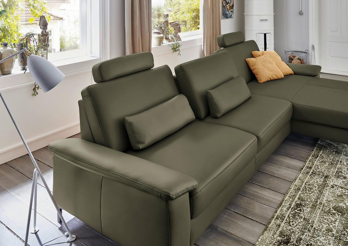 ECKSOFA in Echtleder Waldgrün  334/176 cm  - Waldgrün/Schwarz, Design, Leder/Metall (334/176cm) - Dieter Knoll