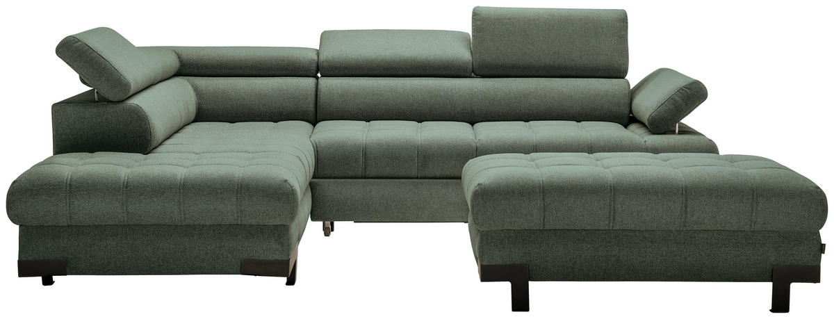 ECKSOFA in Webstoff Dunkelgrün  - Dunkelgrün/Schwarz, Design, Textil/Metall (223/263cm) - Welnova