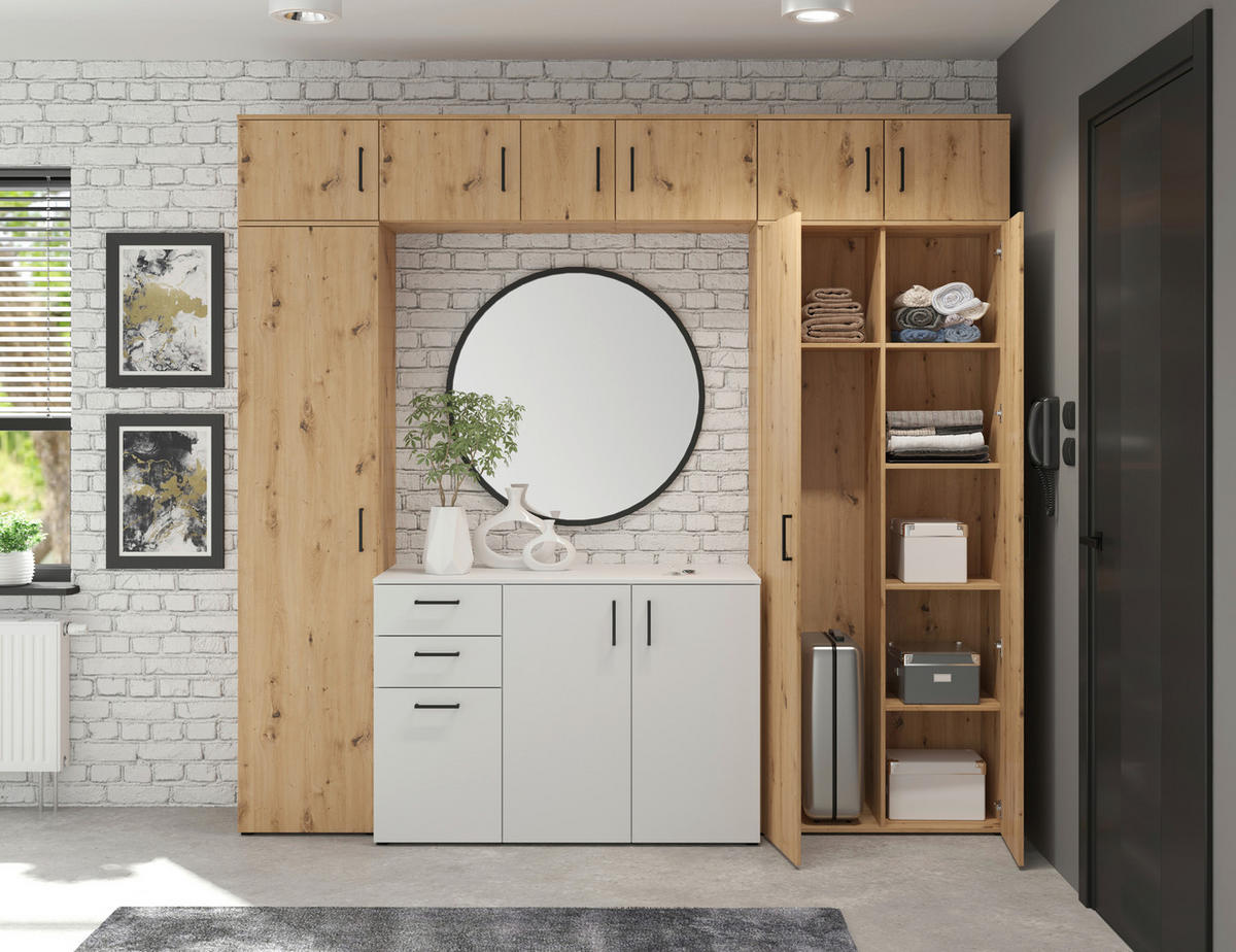 KOMMODE 45/83/40 cm  in Eiche Artisan  - Weiss/Anthrazit, Modern, Holzwerkstoff/Kunststoff (45/83/40cm)
