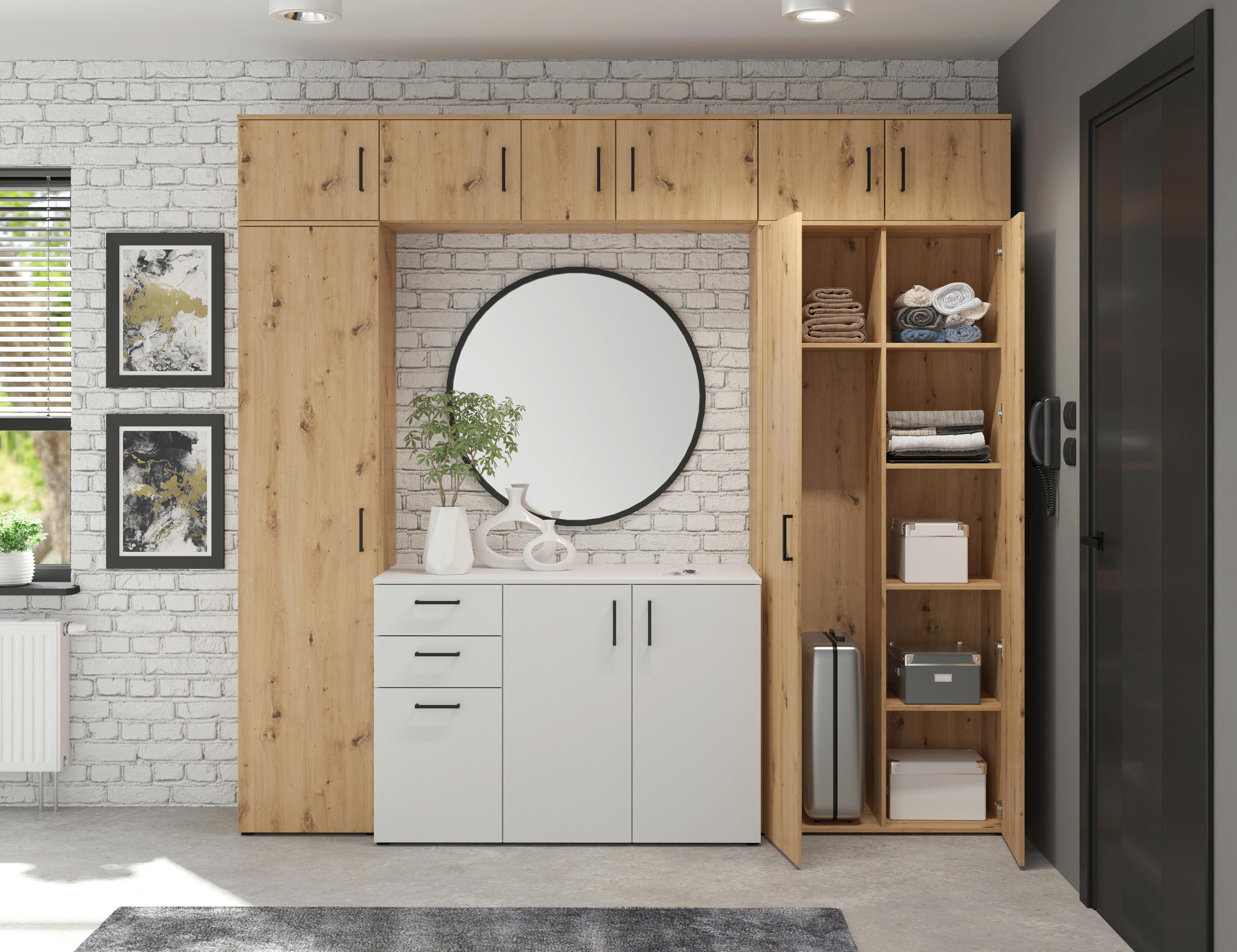 Thumbnail - Milino Regal, Eiche Artisan, Holzwerkstoff, 2 Fächer, 30x83x40 cm, FSC Mix, Beimöbel erhältlich, Typenauswahl, stehend, ...