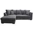 ECKSOFA inkl.Funktionen Anthrazit Cord  - Anthrazit/Schwarz, Design, Kunststoff/Textil (174/259cm) - Cantus