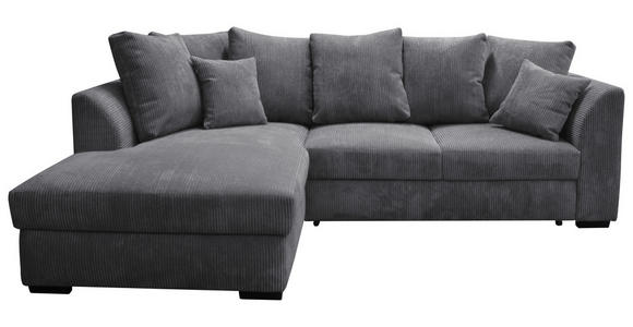 ECKSOFA in Cord Anthrazit 174/259 cm - Anthrazit/Schwarz, Design, Kunststoff/Textil (174/259cm) - Cantus