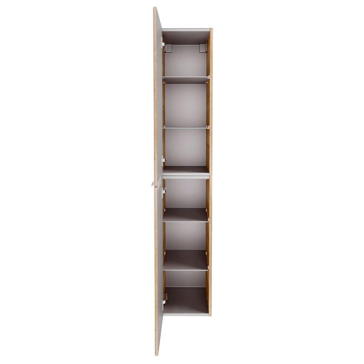 HOCHSCHRANK 30/162/31,8 cm  - Chromfarben/Eichefarben, Basics, Glas/Holzwerkstoff (30/162/31,8cm) - MID.YOU
