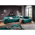 ECKSOFA Petrol Velours  - Petrol/Schwarz, Design, Kunststoff/Textil (317/213cm) - Hom`in