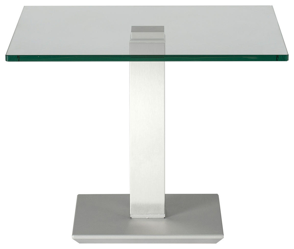 BEISTELLTISCH 60/60/46-65 cm Weiß, Edelstahlfarben quadratisch  - Edelstahlfarben/Weiß, Design, Glas/Kunststoff (60/60/46-65cm)
