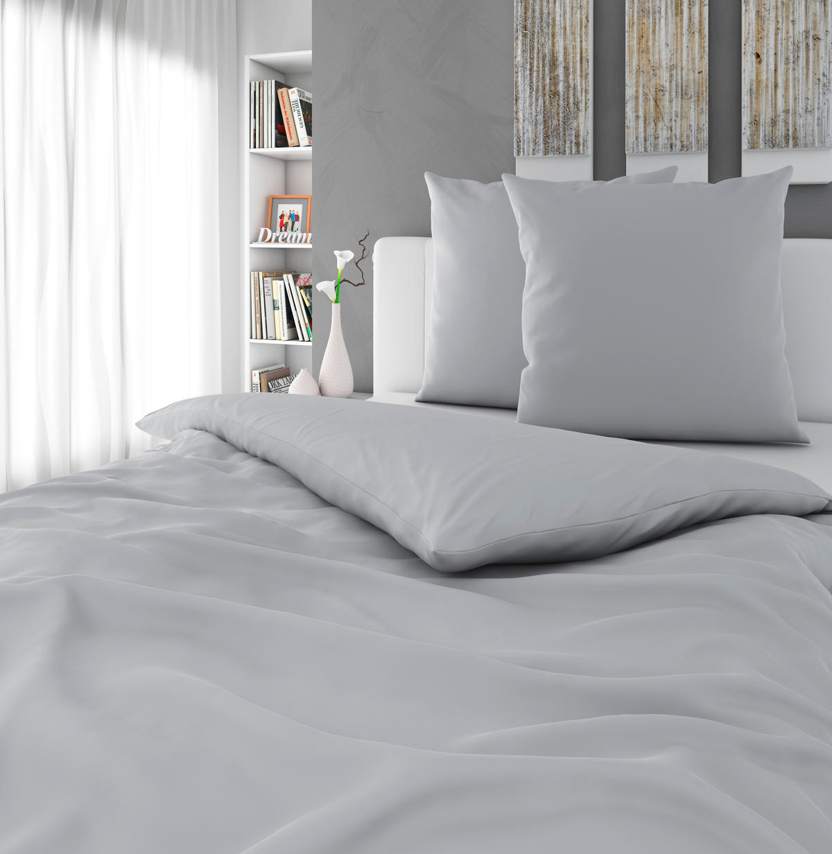 BETTWÄSCHE Segesta Satin 200/200 cm  - Grau, MODERN, Textil (200/200cm) - Novel