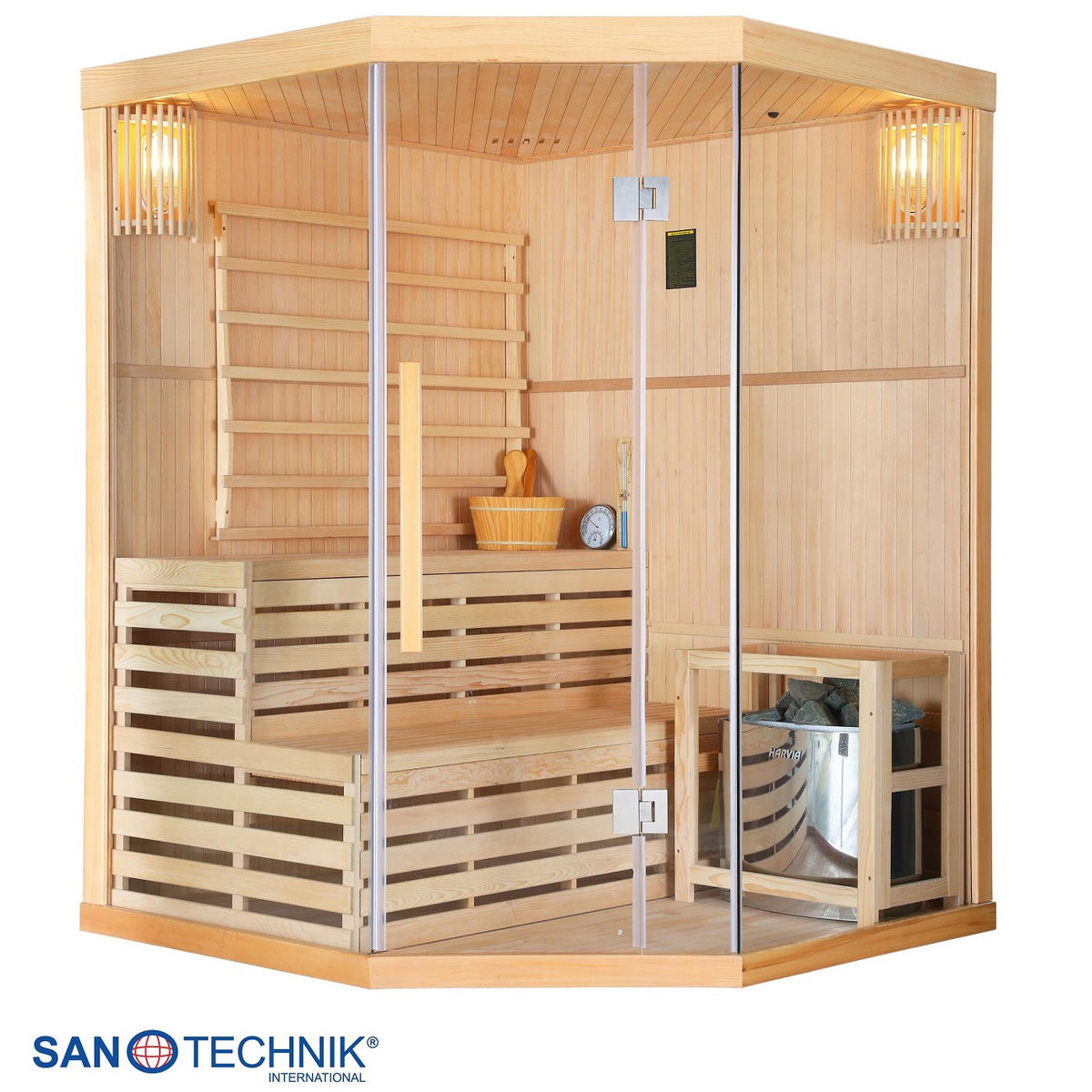 SAUNA für 3 Personen  - Basics, Holz (150/200/150cm)