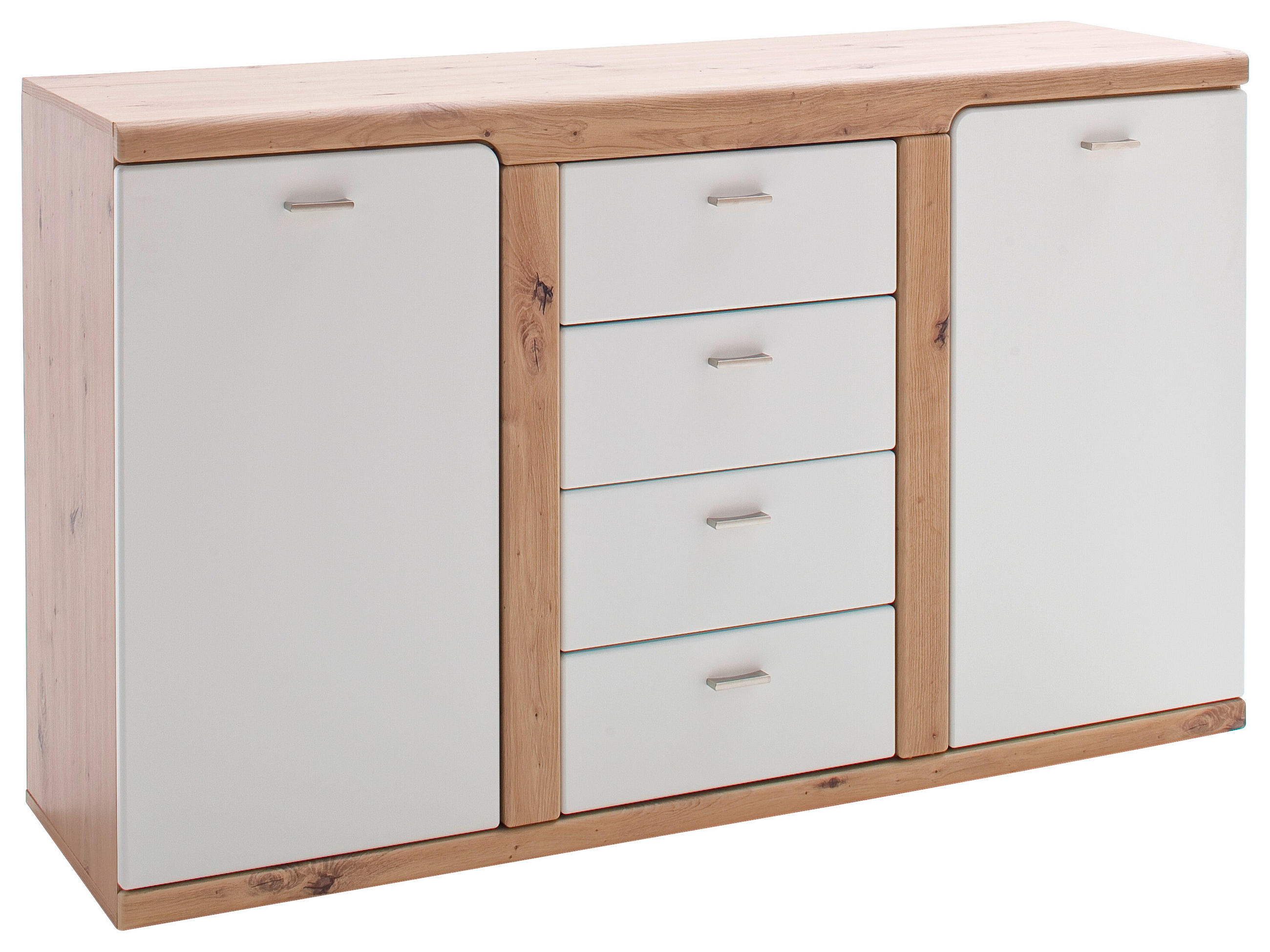 SIDEBOARD  in 150/91/45 cm  - Eichefarben/Weiß, Natur, Holzwerkstoff/Metall (150/91/45cm)