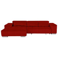 ECKSOFA Rot Velours  - Silberfarben/Rot, KONVENTIONELL, Textil/Metall (186/307cm) - Livetastic