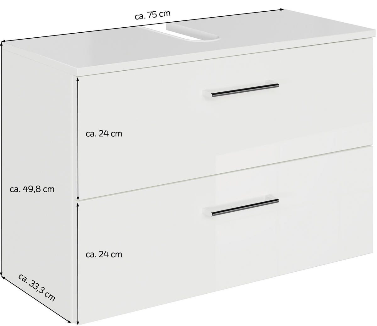 WASCHBECKENUNTERSCHRANK 75/49,8/33,3 cm  - Chromfarben/Eichefarben, KONVENTIONELL, Holzwerkstoff/Metall (75/49,8/33,3cm) - Sadena