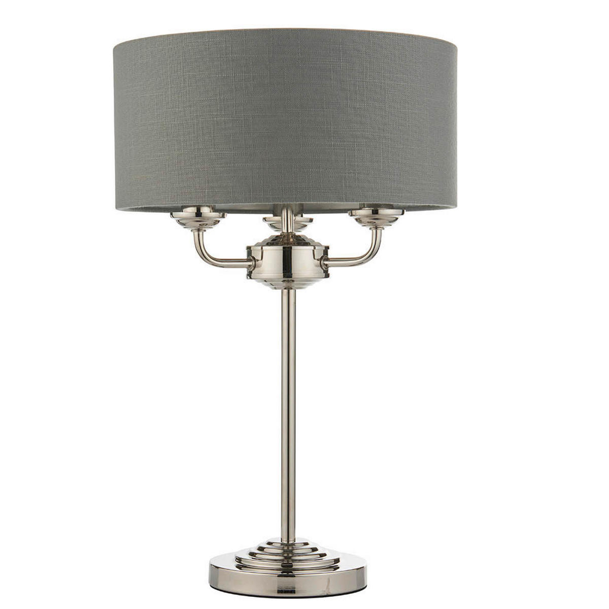 TISCHLEUCHTE 32/50 cm   - Silberfarben/Grau, KONVENTIONELL, Textil/Metall (32/50cm)