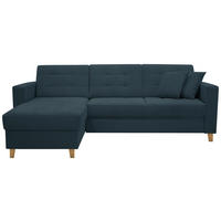 ECKSOFA Petrol Chenille Zierkissen, Bettkasten  - Petrol/Naturfarben, Design, Holz/Textil (160/231cm) - Livetastic