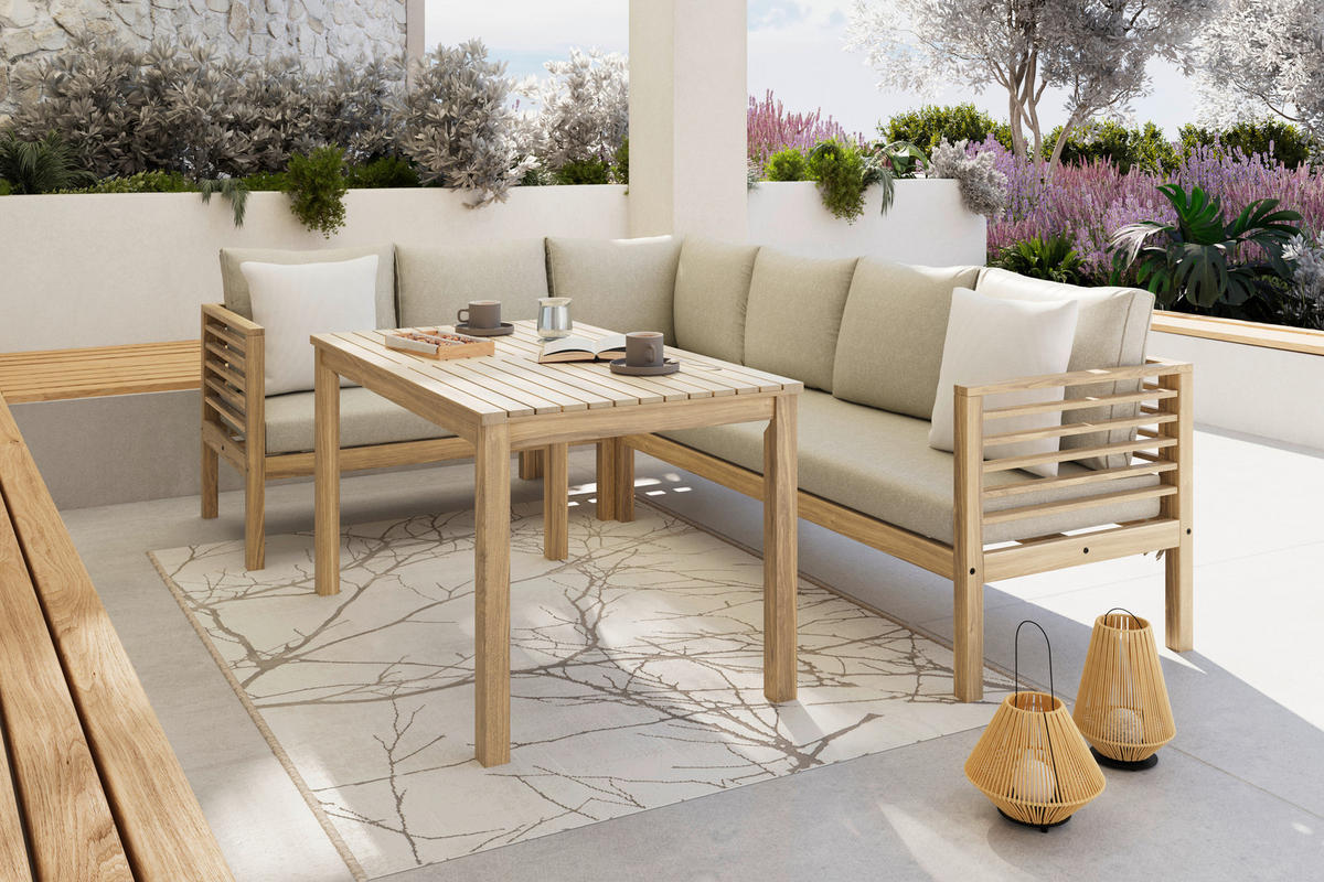 DINING-LOUNGESET  - Beige/Akaziefarben, MODERN, Holz (173/226cm) - Ambia Garden
