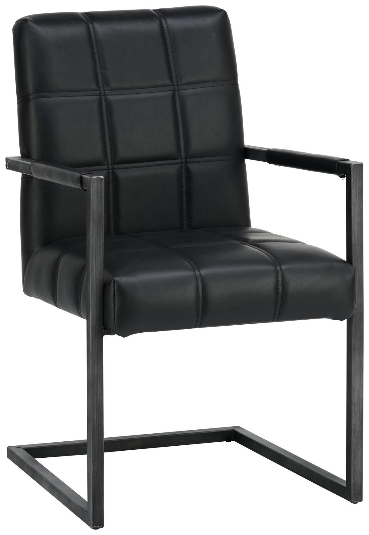 CHAISE ACCOUDOIRS  in Eisen Lederlook  - noir, Trend, métal/textile (55/92/63cm) - Ambia Home