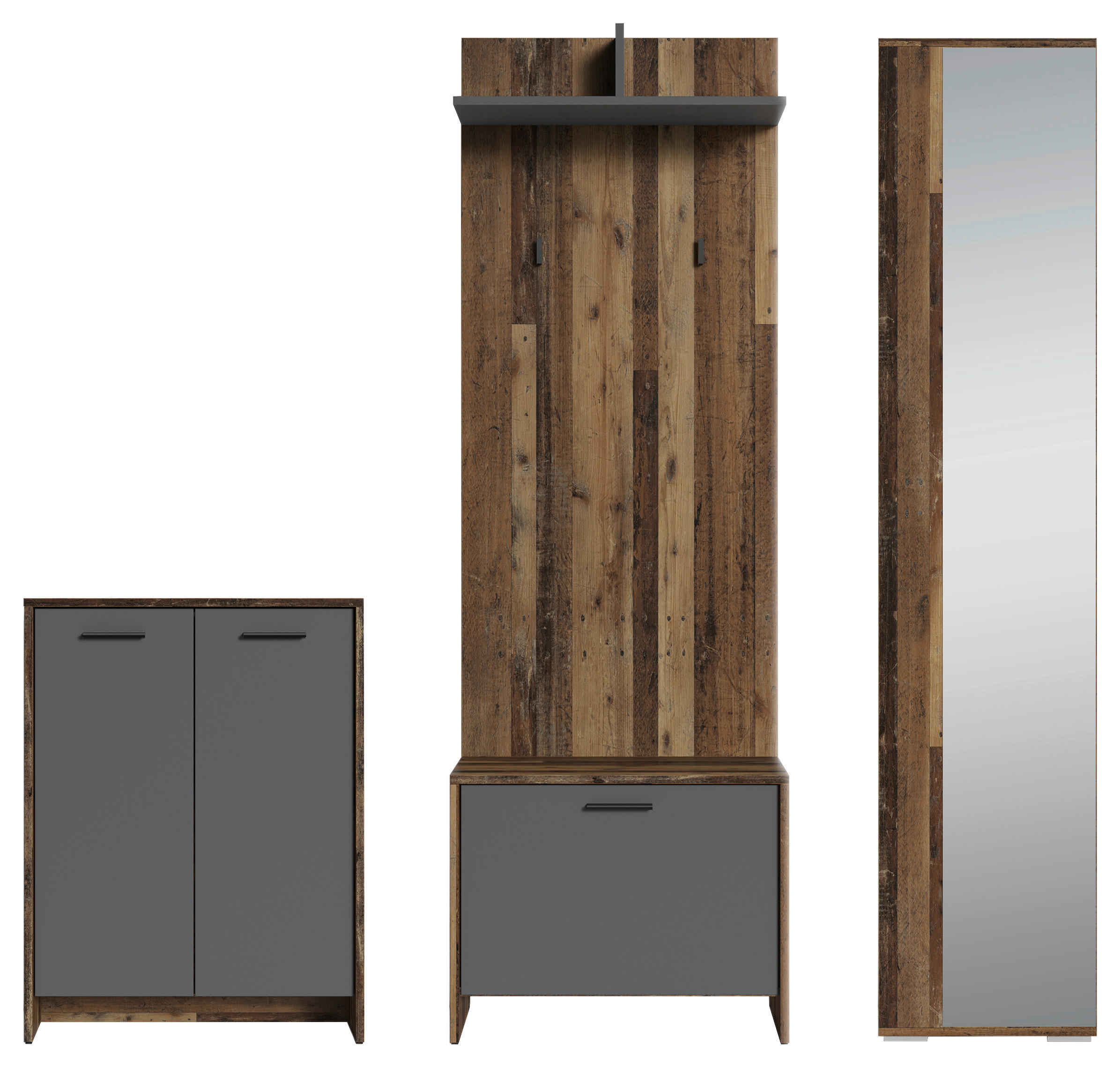 Mid.you Garderobe Anthrazit, Alteiche 40x184x35 cm