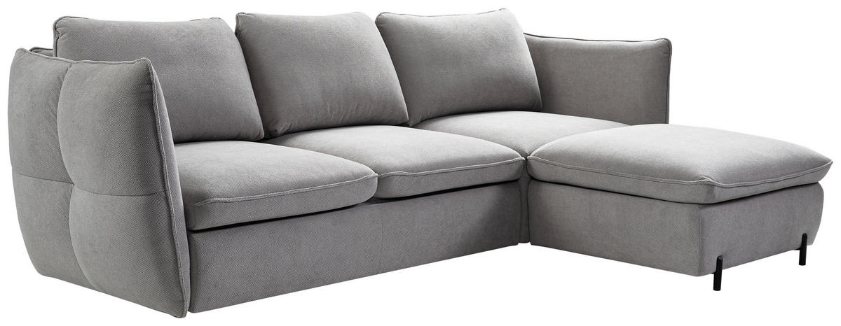 ECKSOFA in Grau  - Schwarz/Grau, Modern, Textil/Metall (262/178cm) - MID.YOU