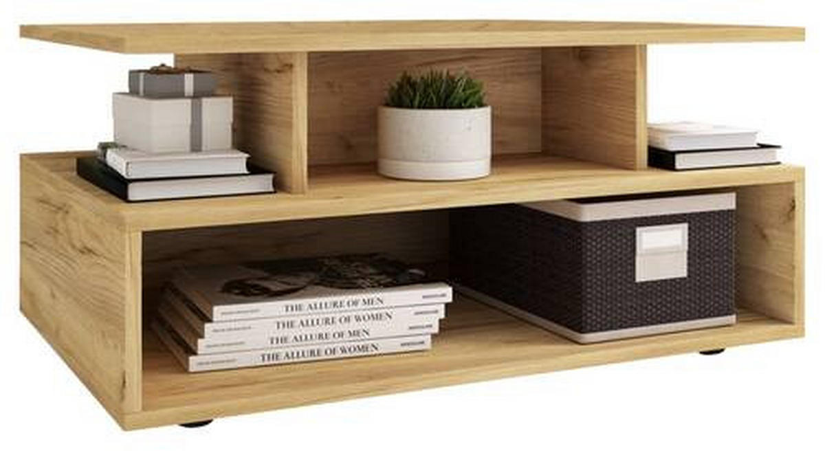 COUCHTISCH in Holzwerkstoff 80/50/40 cm  - Honigeiche/Schwarz, Modern, Holzwerkstoff/Kunststoff (80/50/40cm) - MID.YOU