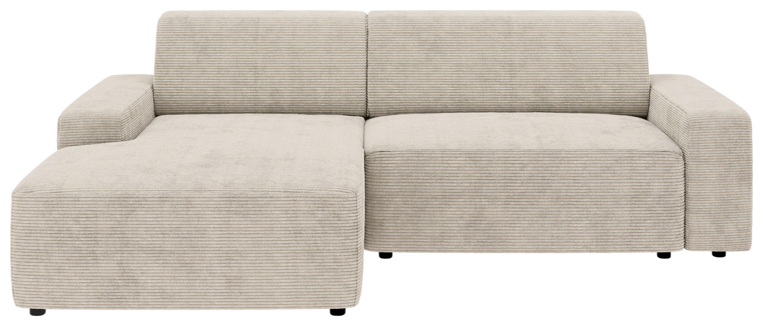 ECKSOFA in Cord Creme - Creme/Schwarz, Modern, Kunststoff/Textil (162/246cm) - Trendmanufaktur