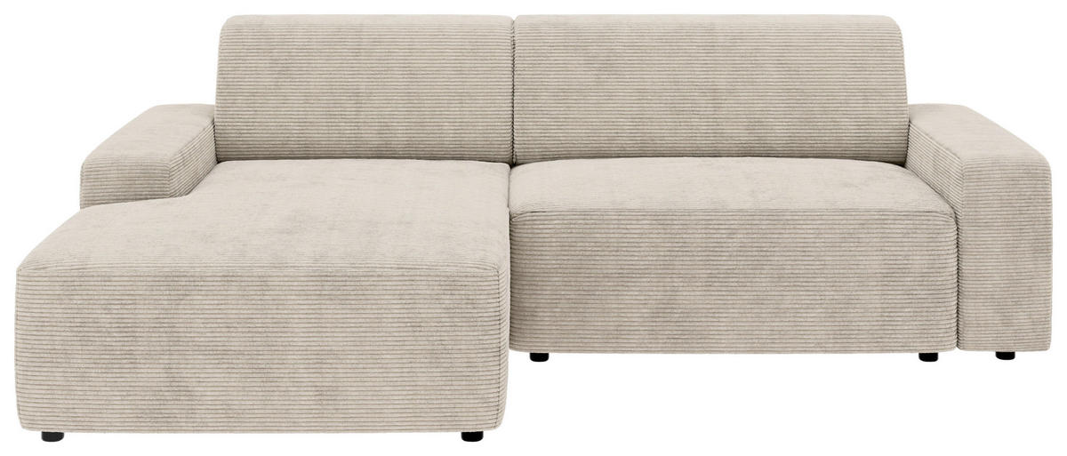 ECKSOFA in Cord Creme  - Creme/Schwarz, Modern, Kunststoff/Textil (162/246cm) - Trendmanufaktur