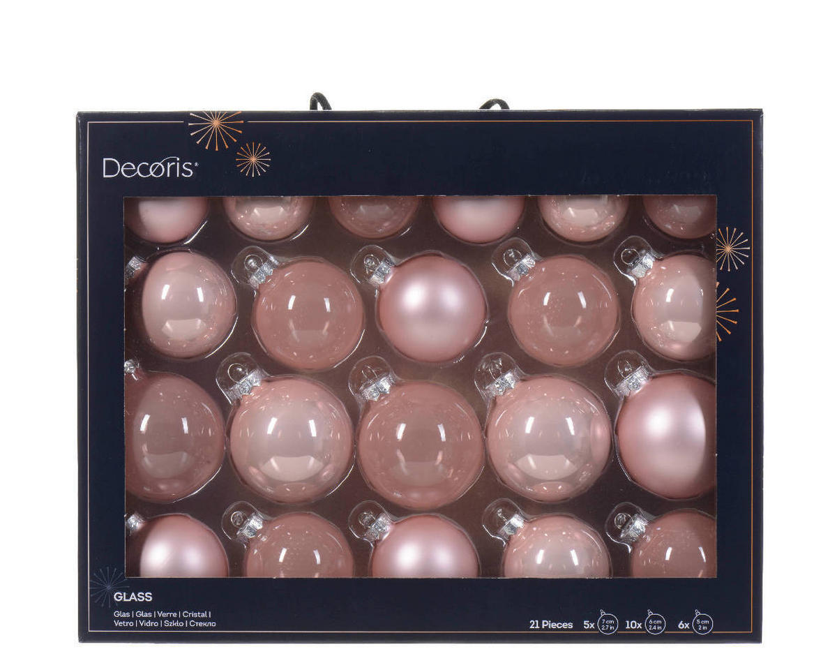 SET KUGLICA ZA BOR - ružičasta, Basics, staklo (7cm)