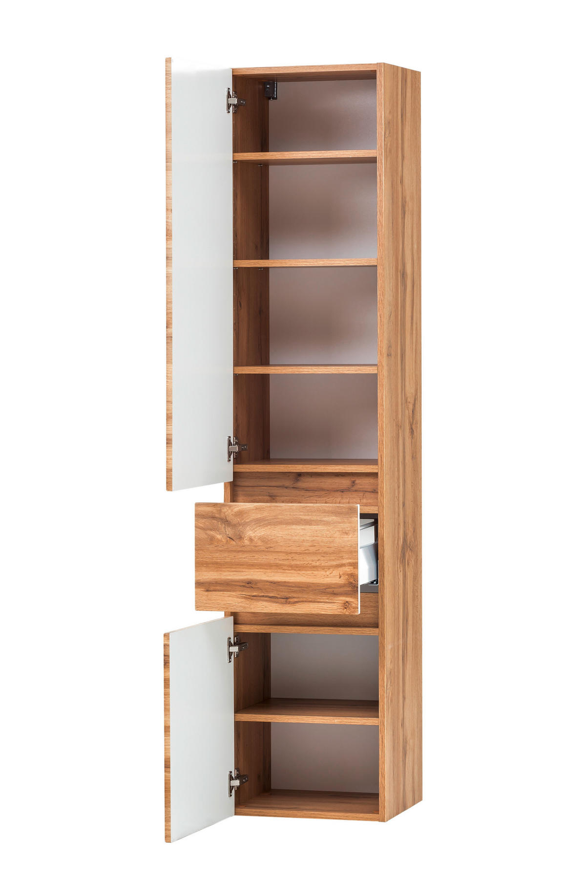 HOCHSCHRANK 40/180/35 cm  - Eiche Wotan/Silberfarben, Natur, Holzwerkstoff/Kunststoff (40/180/35cm) - Xora