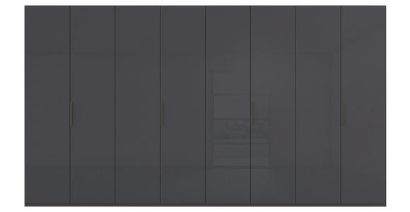 DREHTÜRENSCHRANK 400/223/61 cm,  in Graphitfarben, 8-türig  - Graphitfarben, Basics, Glas/Holzwerkstoff (400/223/61cm) - Novel