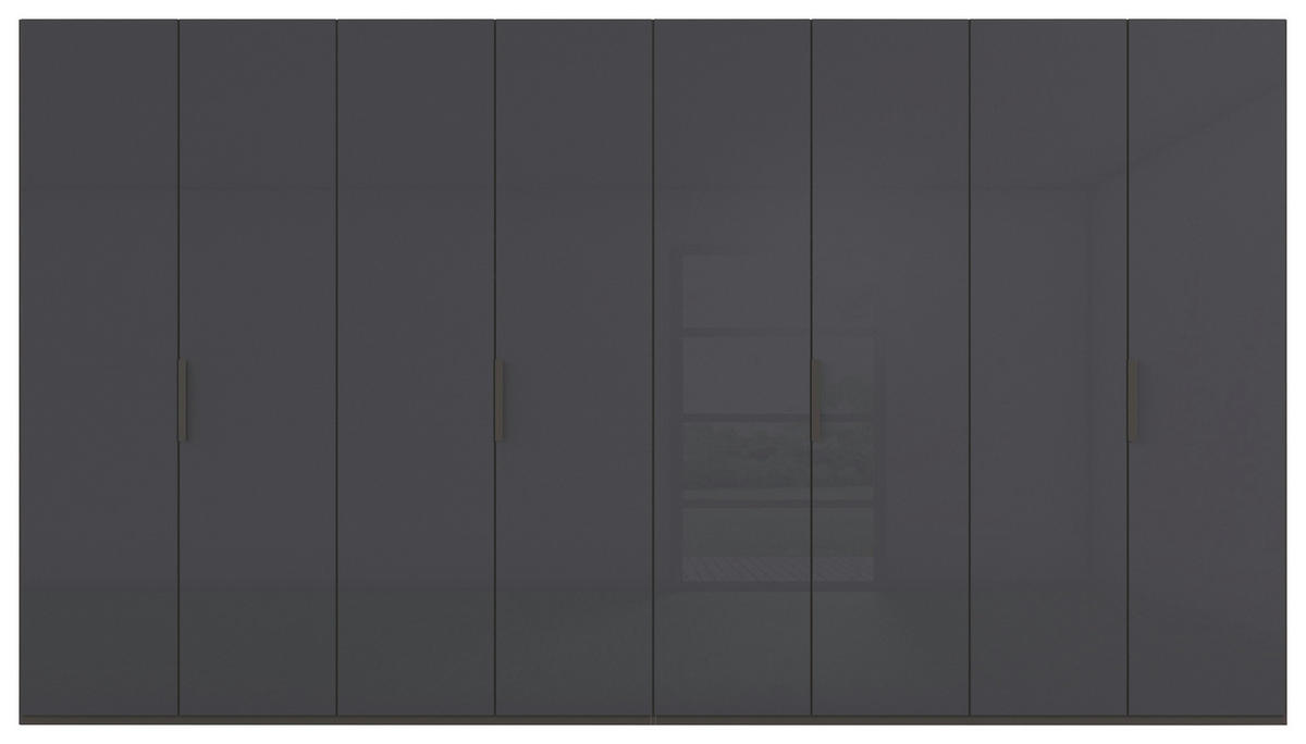 DREHTÜRENSCHRANK 400/223/61 cm,  in Graphitfarben, 8-türig  - Graphitfarben, Basics, Glas/Holzwerkstoff (400/223/61cm) - Novel