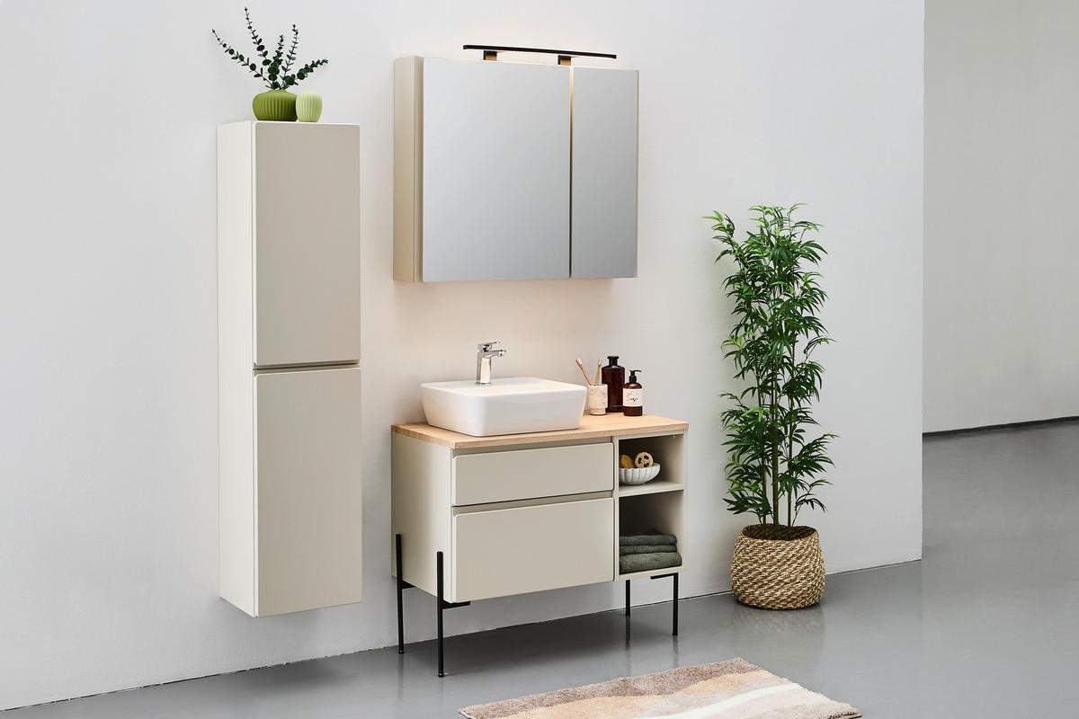 WASCHBECKENUNTERSCHRANK 90/51/47 cm  - Greige/Eichefarben, MODERN, Holzwerkstoff (90/51/47cm) - Welnova