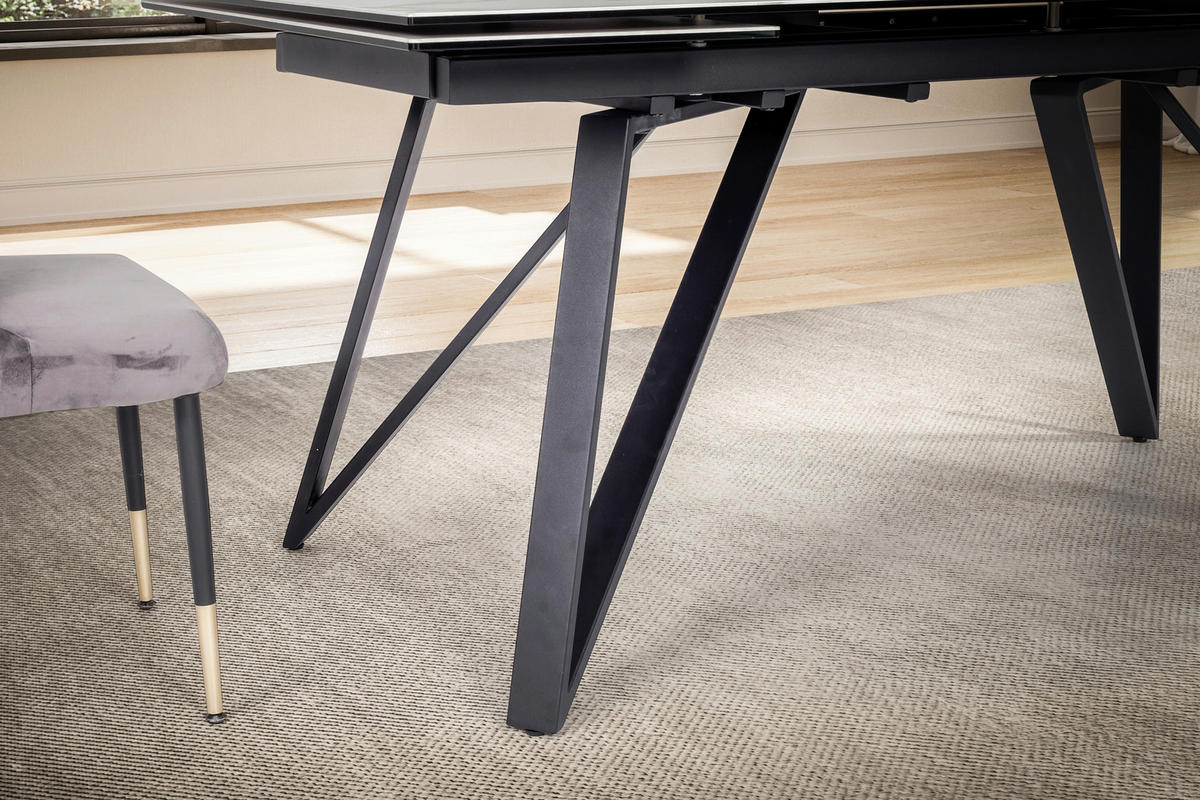 ESSTISCH in Keramik 180/95/76 cm  - Schwarz/Weiß, Design, Keramik/Metall (180/95/76cm) - MID.YOU