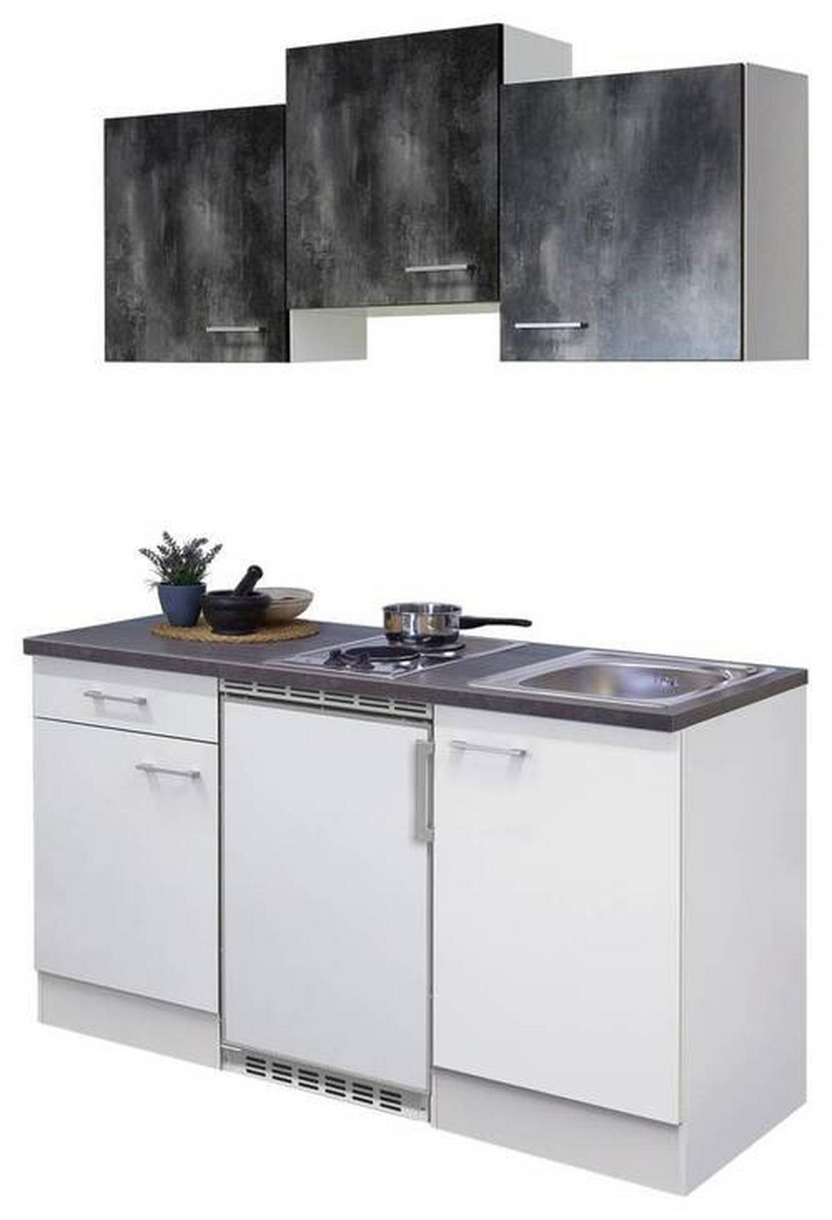 MINIKUCHYNĚ LUCCA 150,5 - bílá/barvy hliníku, Basics, kompozitní dřevo/plast (150,5cm) - FlexWell