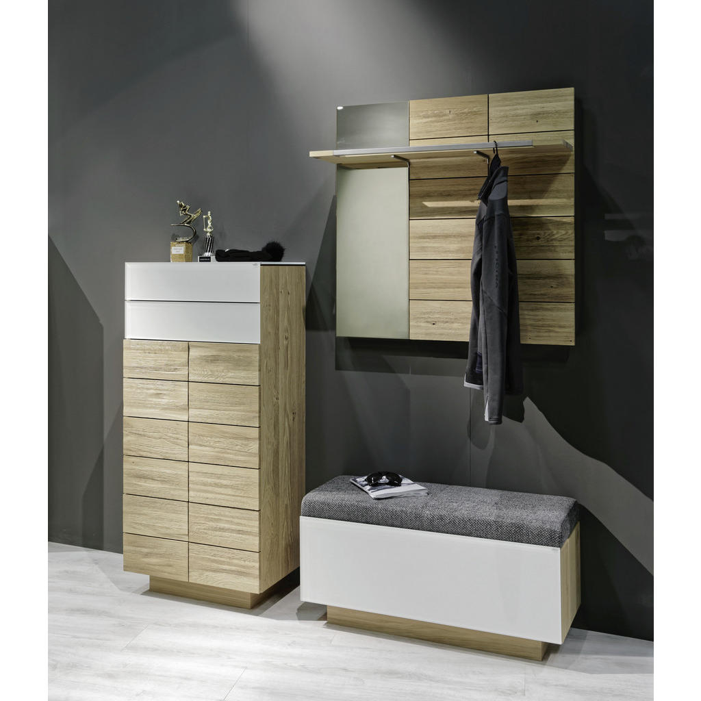 Thumbnail - Voglauer Garderobenpaneel, Eiche, Holz, Metall, Glas, Wildeiche, furniert, massiv, mehrschichtige Massivholzplatte (Tisc...