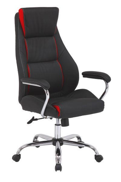 DIREKTORSKA STOLICA  crvena, crna   - boja hroma/crvena, Dizajnerski, metal/tekstil (67/114-122.5/67cm) - Xora