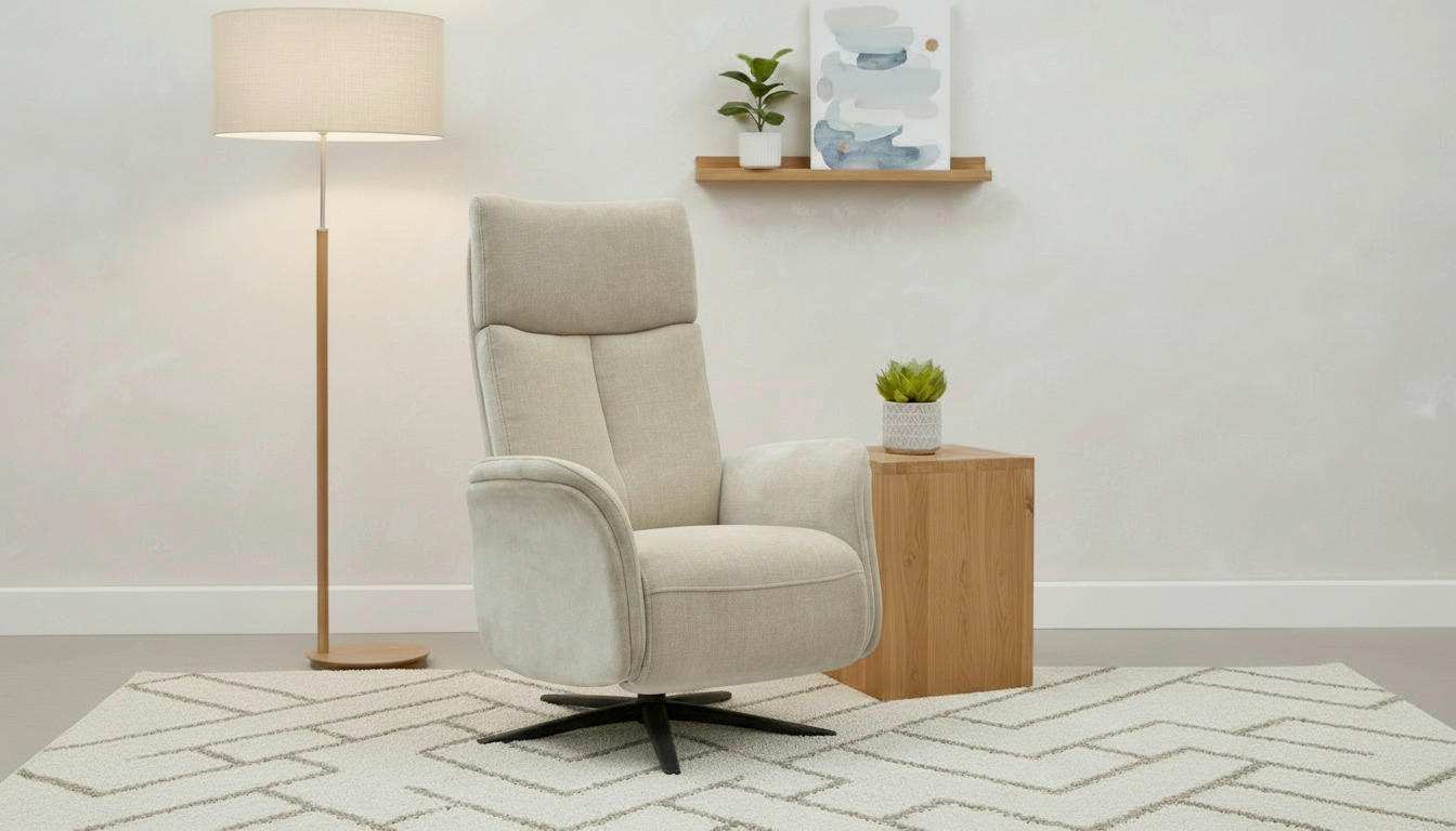 RELAXSESSEL NUBBI Webstoff    - Beige/Schwarz, Design, Textil/Metall (75/109/84/148/84cm) - Livetastic