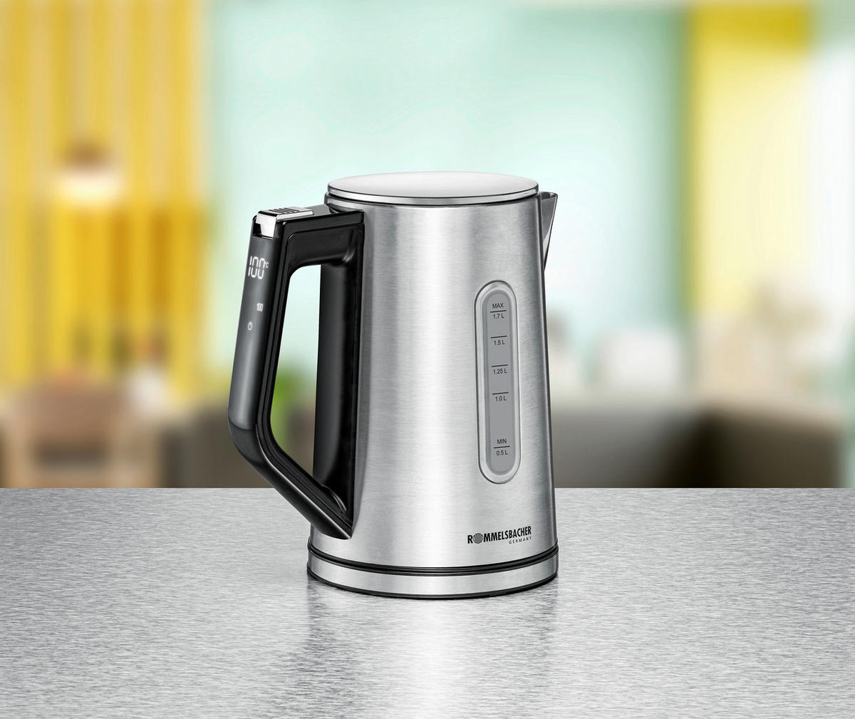 WASSERKOCHER 1,7 L  - Edelstahlfarben, Basics, Metall (23/24/15cm) - Rommelsbacher