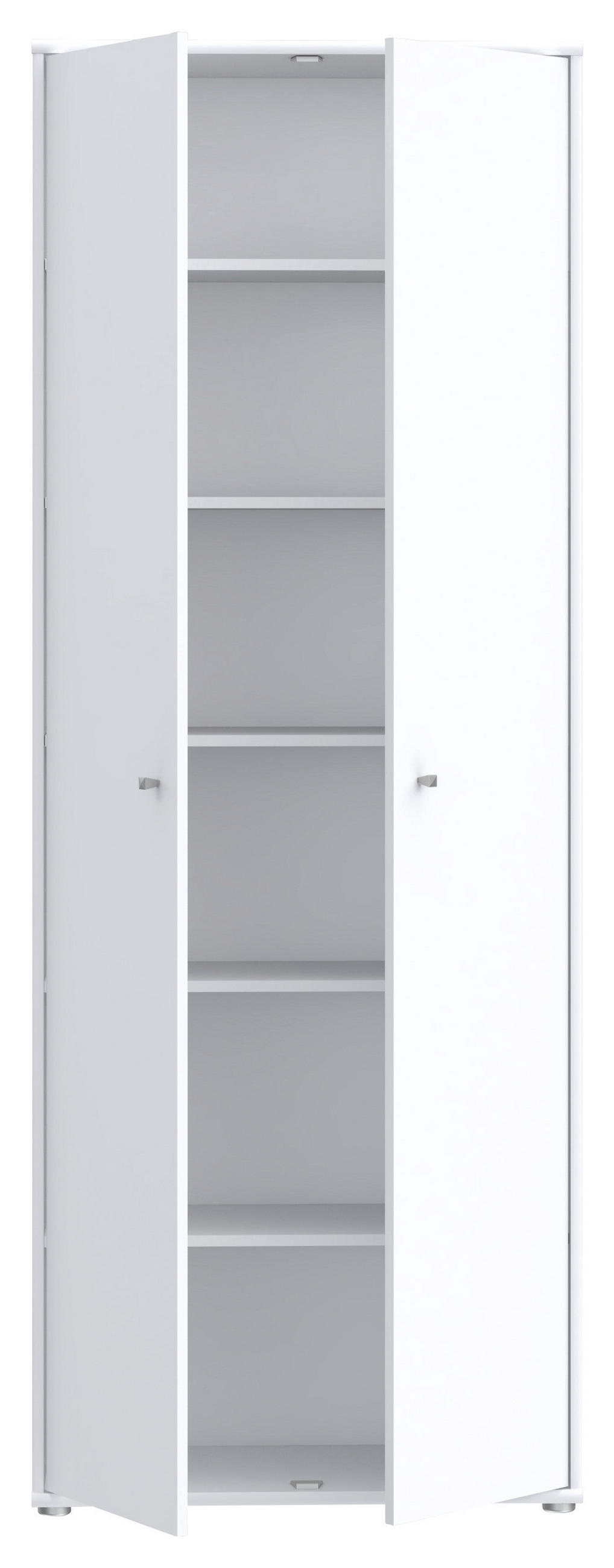 DREHTÜRENSCHRANK in Weiss  - Weiss/Alufarben, Design, Holzwerkstoff (73,7/197,5/34,8cm)