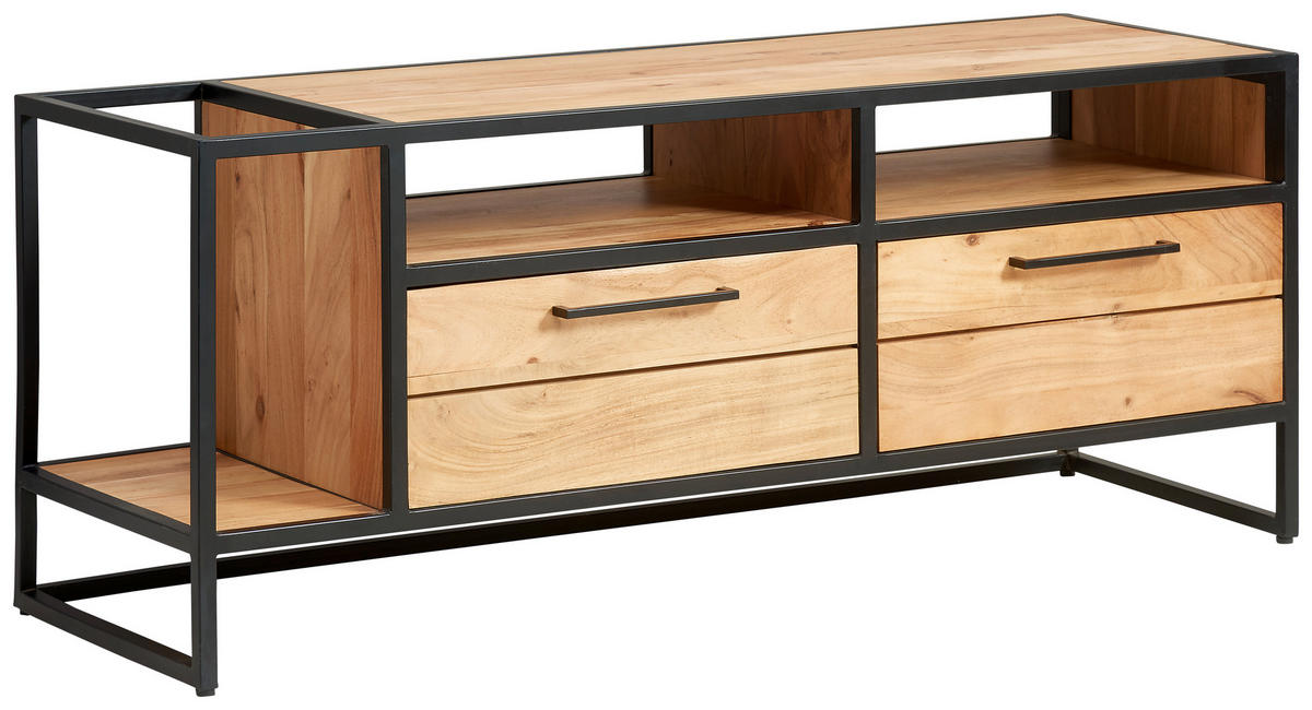 LOWBOARD Urban Garden 2.0  in 135/54/47 cm  - Schwarz/Honig, Design, Holz/Metall (135/54/47cm) - MID.YOU