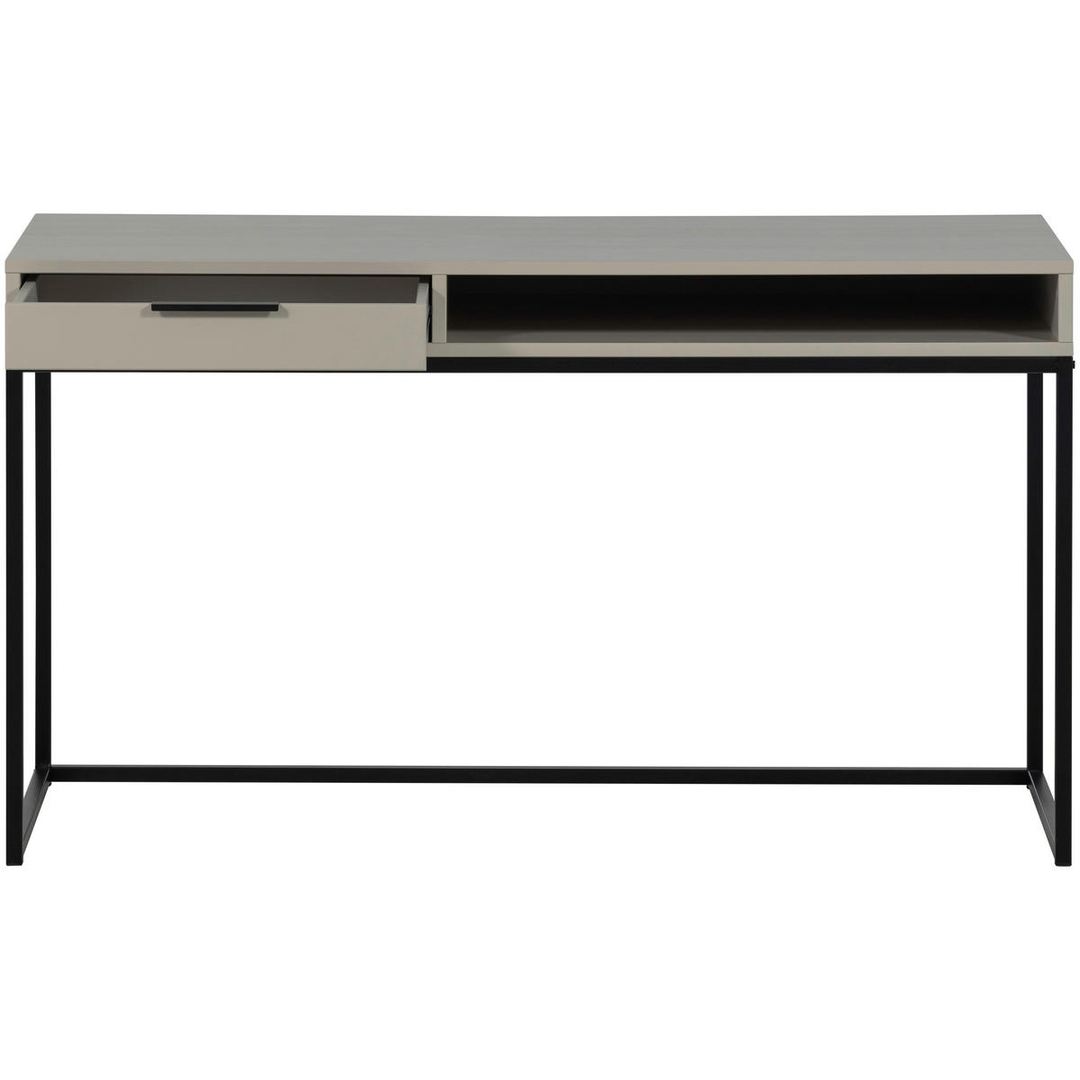 SCHREIBTISCH 130/58/75 cm  in Grau  - Schwarz/Grau, MODERN, Holz/Metall (130/58/75cm) - Livetastic